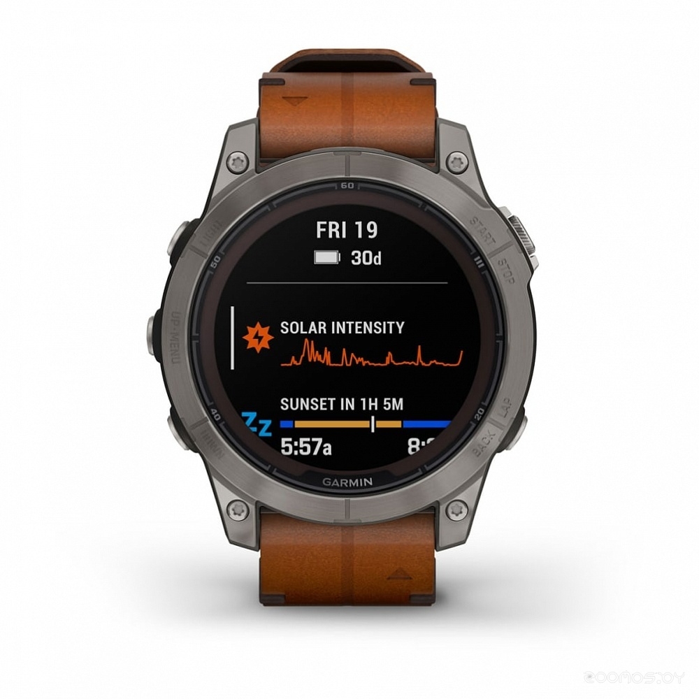 Умные часы Garmin Fenix 7 Pro Sapphire Solar (титан/каштановый, с кожаным и силиконовым ремешками) 