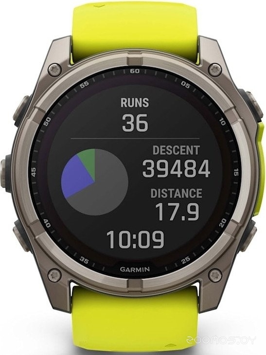 Умные часы Garmin Fenix 8 Solar, Sapphire 51мм (титановый, желтый силиконовый ремешок) 