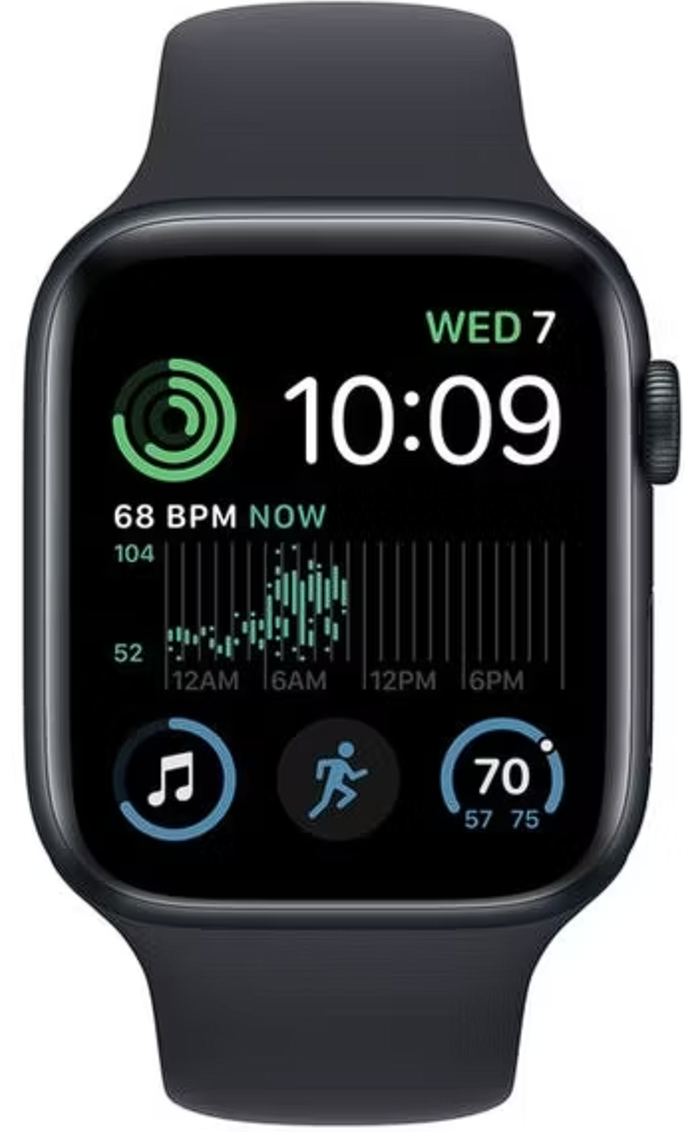 Watch SE 2 44 мм (алюминиевый корпус полуночный/полуночный спортивный силиконовый ремешок) 