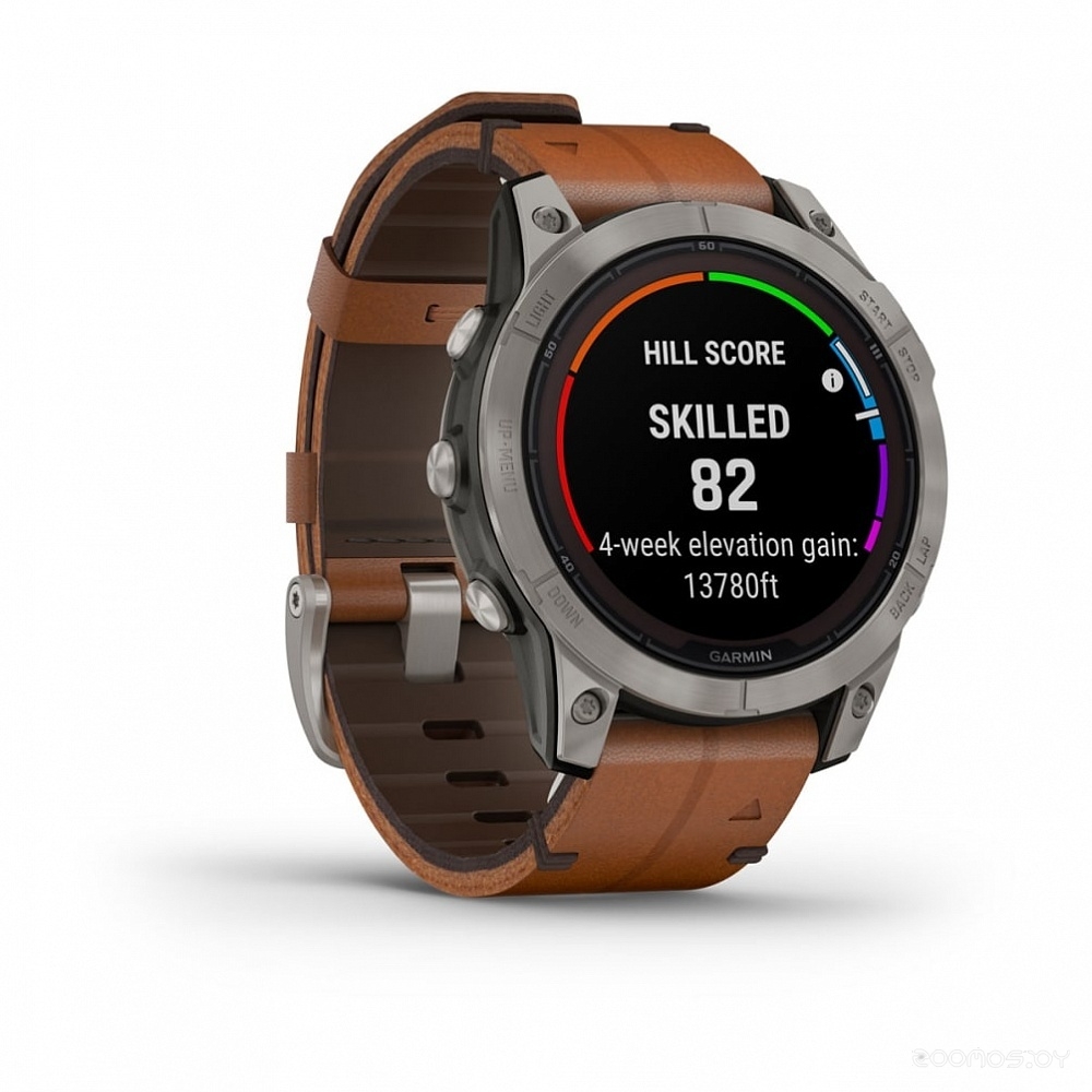 Умные часы Garmin Fenix 7 Pro Sapphire Solar (титан/каштановый, с кожаным и силиконовым ремешками) 