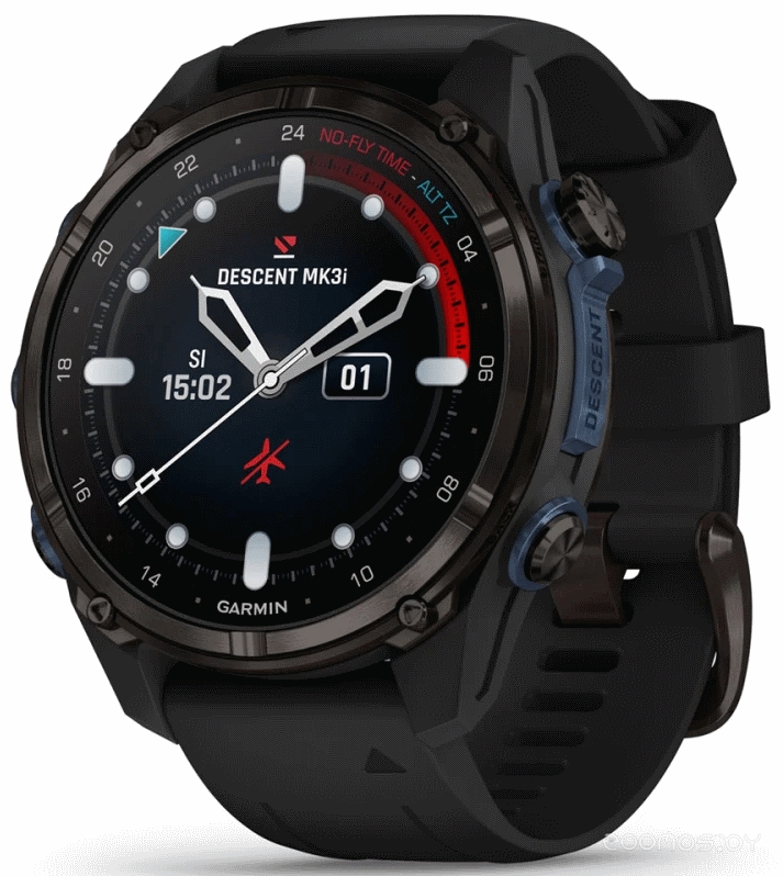 Умные часы Garmin Descent Mk3i 43 мм (карбоново-серый титан, с черным силиконовым ремешком) 