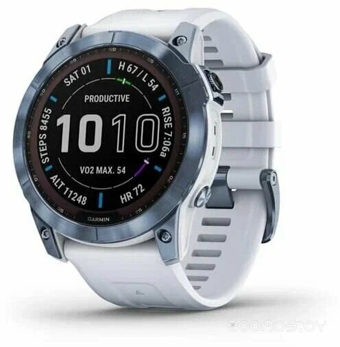 Умные часы Garmin Fenix 7X Sapphire Solar 51 мм (голубой минерал/белый камень) 