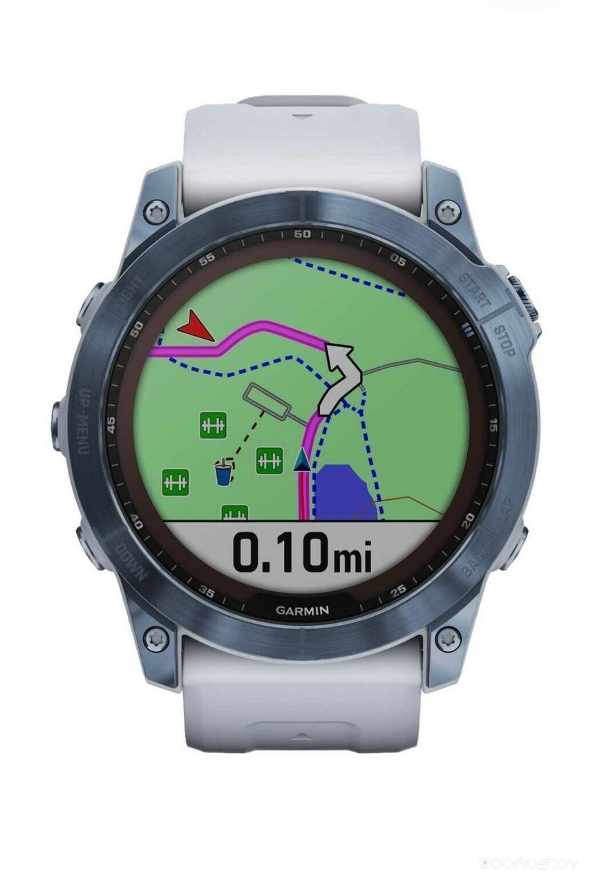 Умные часы Garmin Fenix 7X Sapphire Solar 51 мм (голубой минерал/белый камень) 
