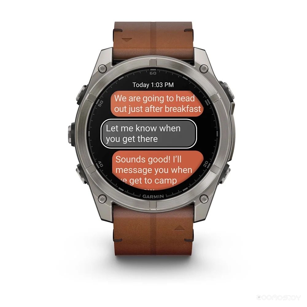 Умные часы Garmin Fenix 8 Sapphire 51мм (титановый, каштановый кожаный ремешок) 
