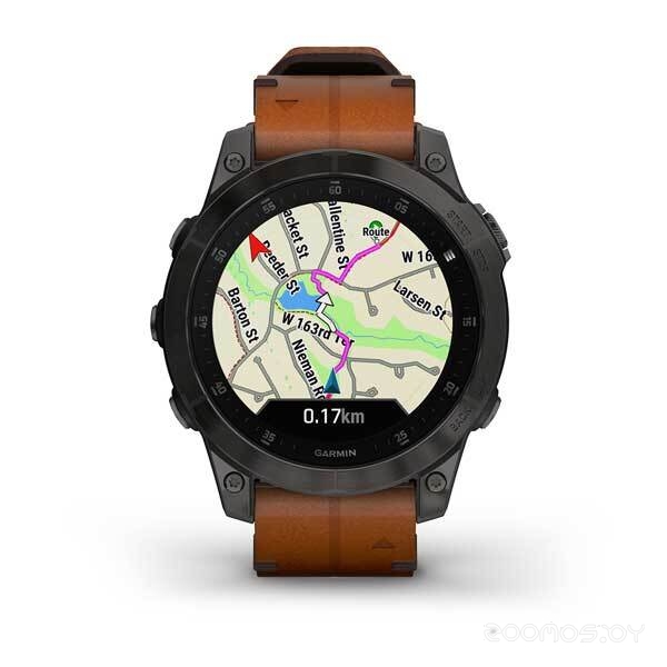 Умные часы Garmin Epix Sapphire Gen 2 (черный титан/каштановый кожа) 