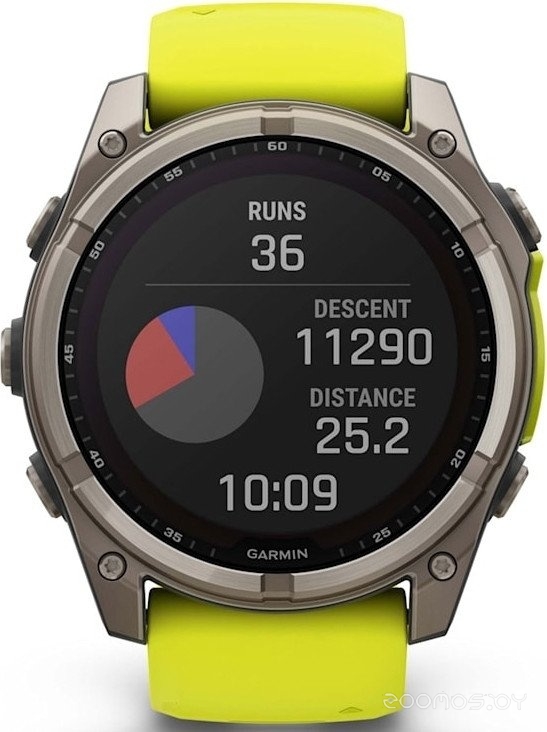 Умные часы Garmin Fenix 8 Solar, Sapphire 51мм (титановый, желтый силиконовый ремешок) 
