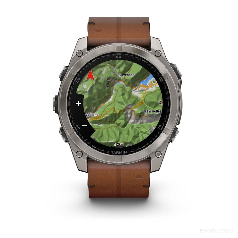 Умные часы Garmin Fenix 8 Sapphire 51мм (титановый, каштановый кожаный ремешок) 