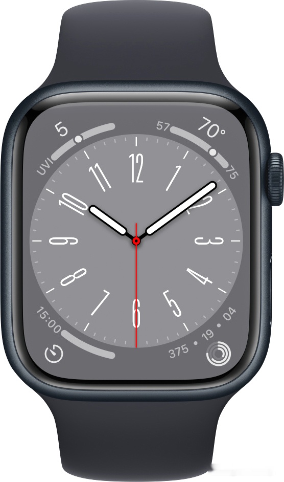 Watch Series 8 45 мм (алюминиевый корпус полуночный/полуночный спортивный силиконовый ремешок) 