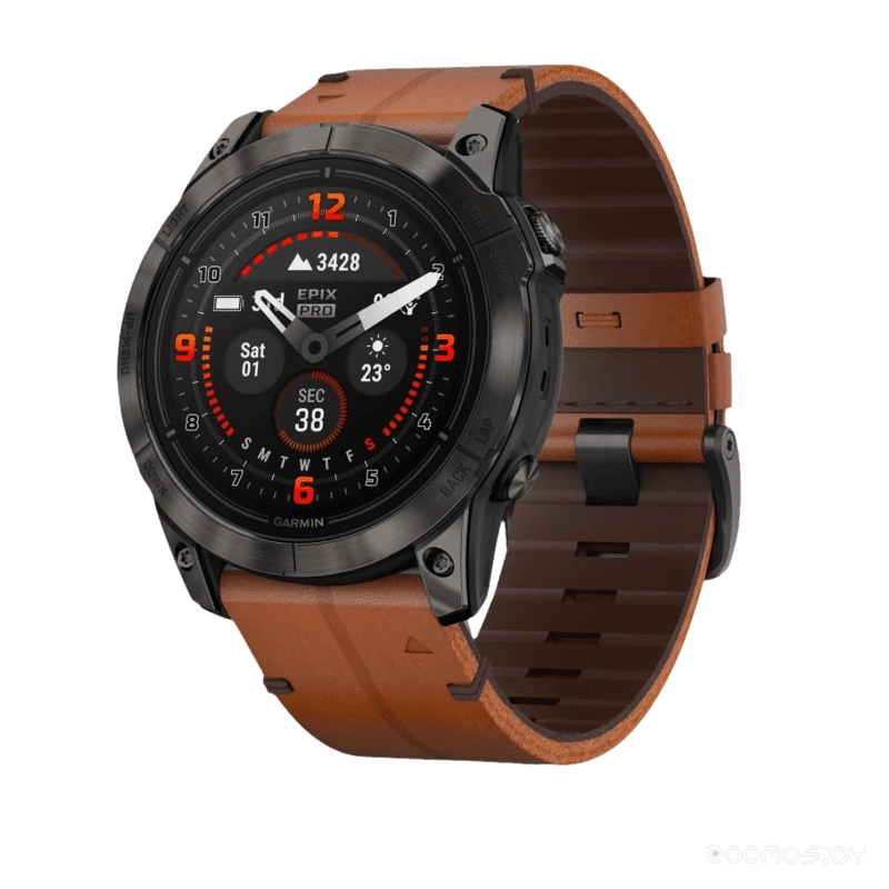 Умные часы Garmin Epix Pro Gen 2 Sapphire 51 мм (карбоново-серый титан/каштановый, с кожаным и силиконовым ремешками) 