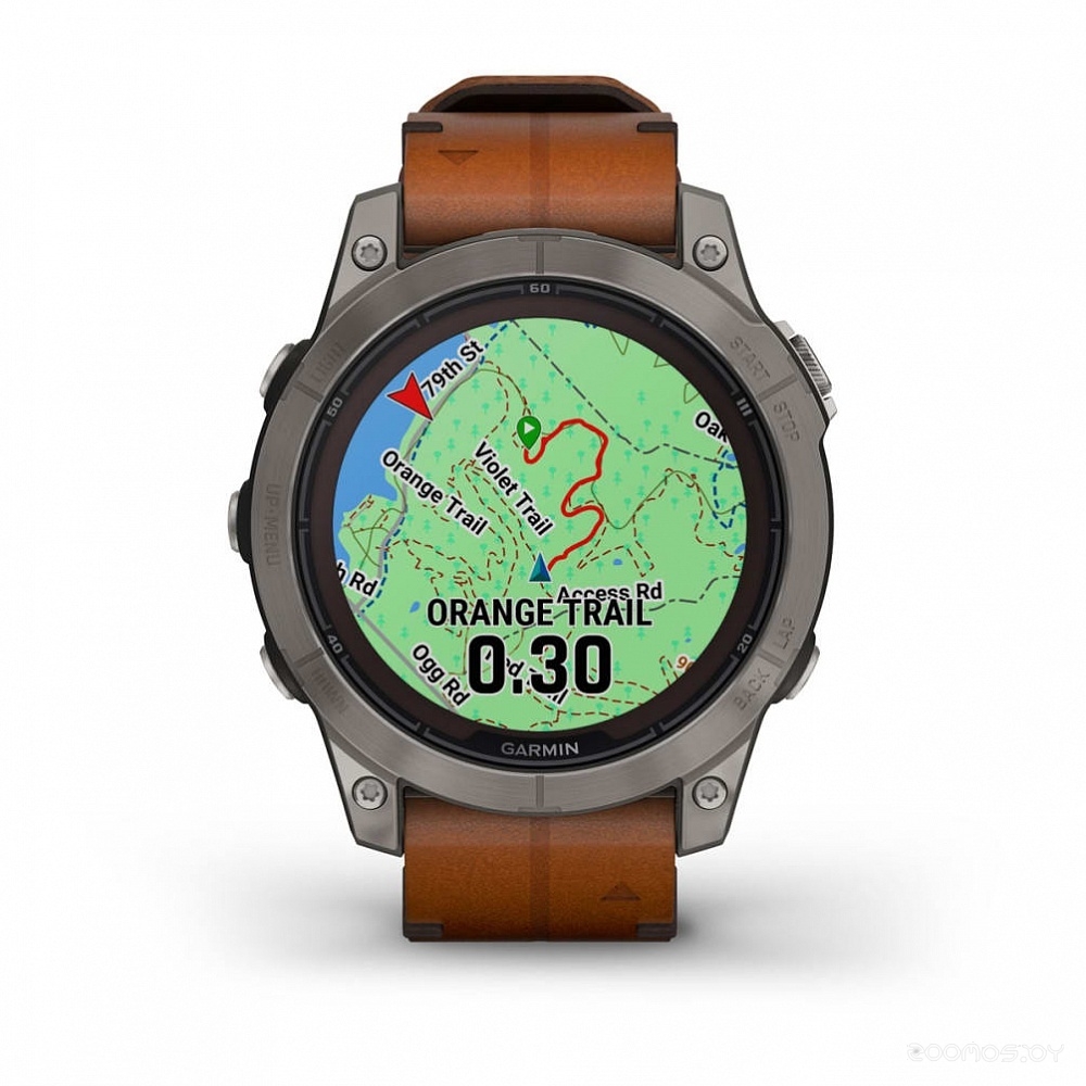 Умные часы Garmin Fenix 7 Pro Sapphire Solar (титан/каштановый, с кожаным и силиконовым ремешками) 