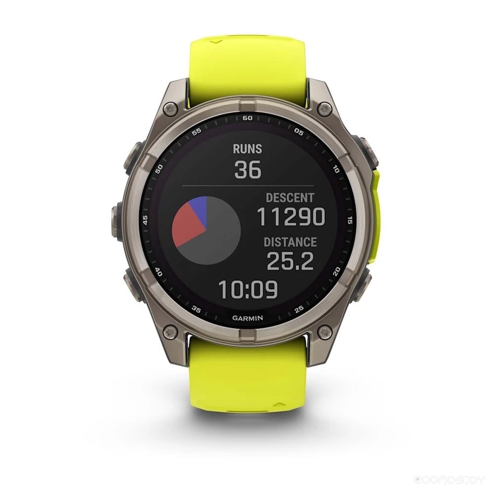 Умные часы Garmin Fenix 8 Solar, Sapphire 47мм (титановый серый с желтым ремешком) 