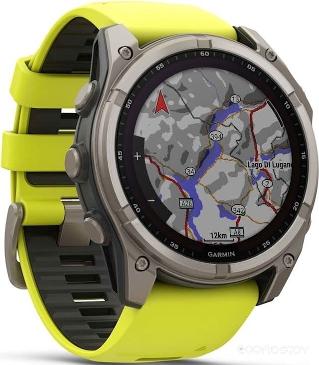 Умные часы Garmin Fenix 8 Solar, Sapphire 51мм (титановый, желтый силиконовый ремешок) 