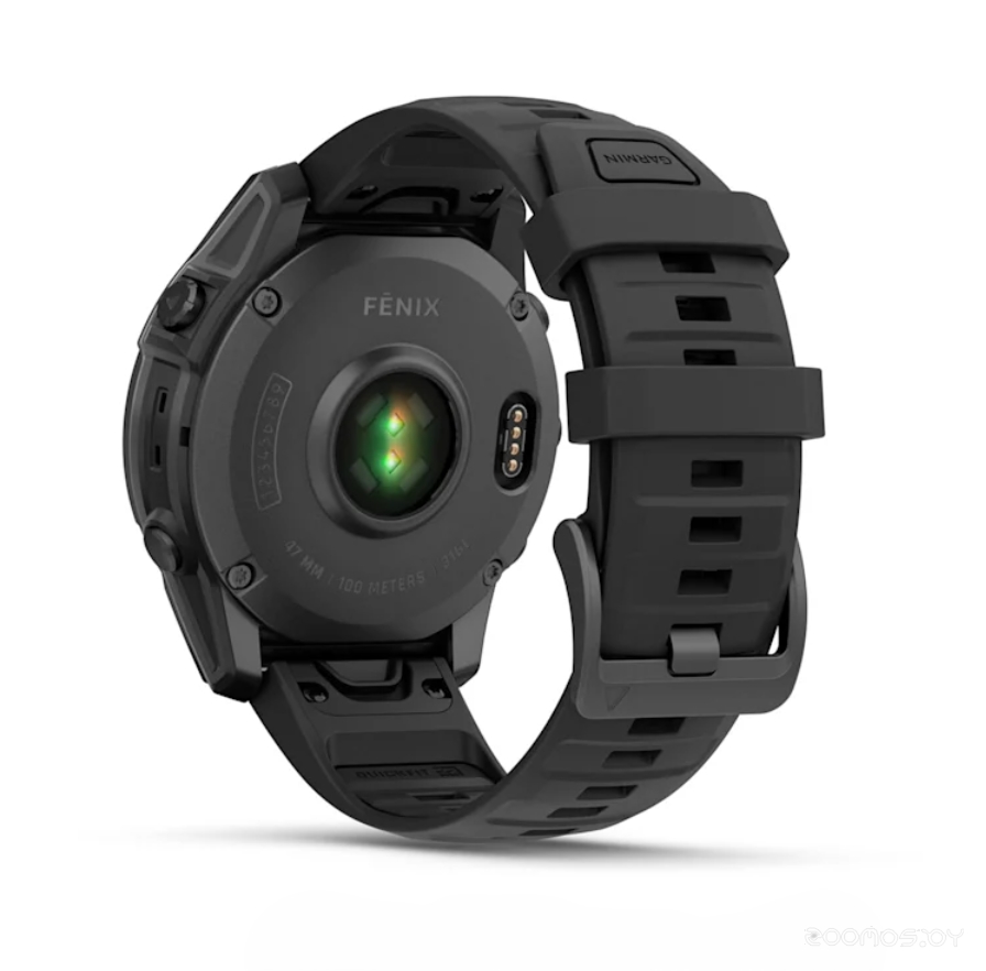 Умные часы Garmin Fenix E 47мм (серая сталь, черный силиконовый ремешок) 