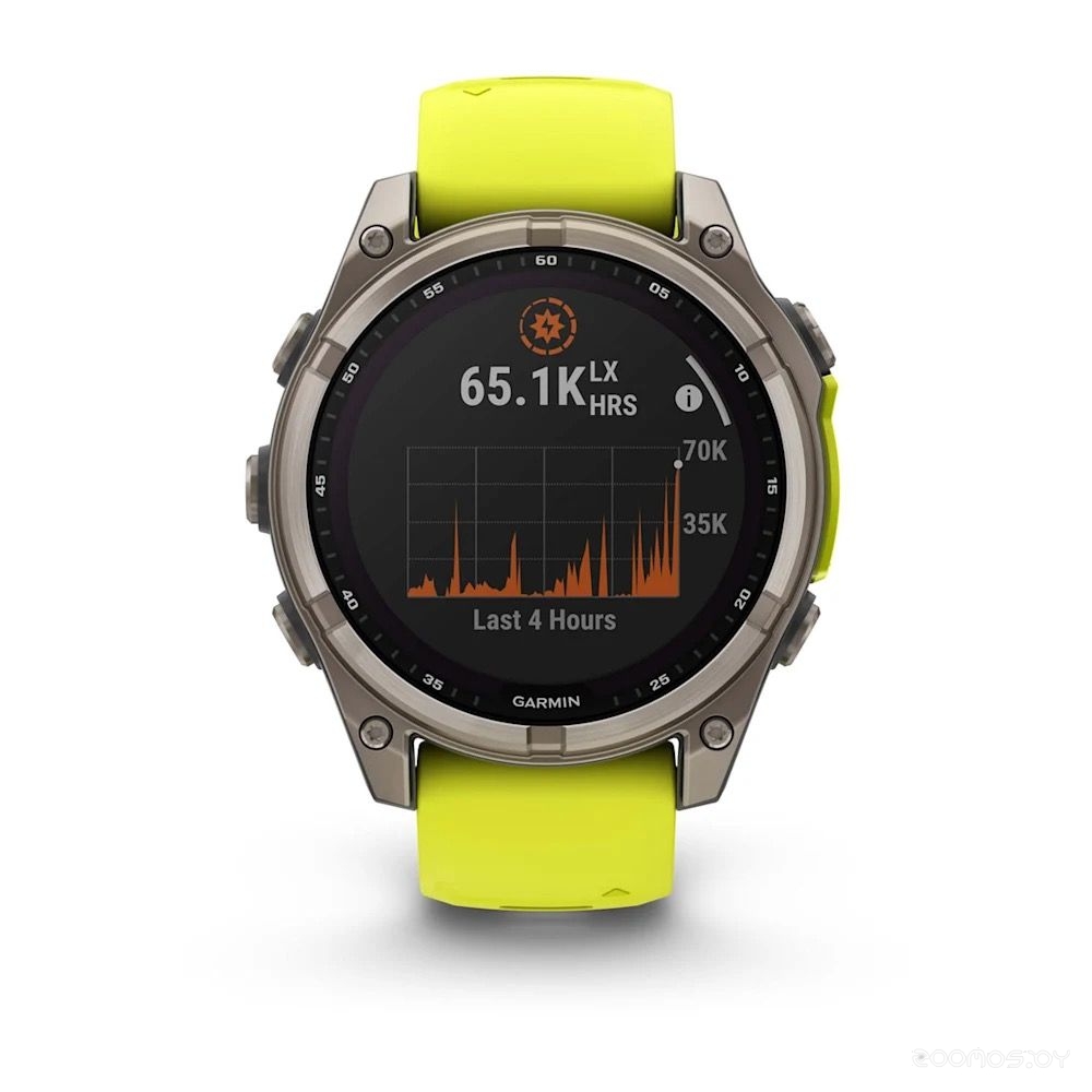 Умные часы Garmin Fenix 8 Solar, Sapphire 47мм (титановый серый с желтым ремешком) 