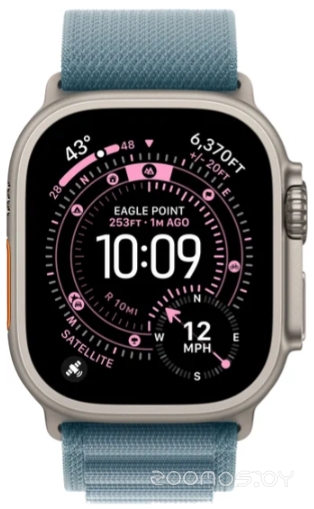 Умные часы Apple Watch Ultra 3 LTE 44 мм (титановый корпус природный/голубой текстильный ремешок размера) 