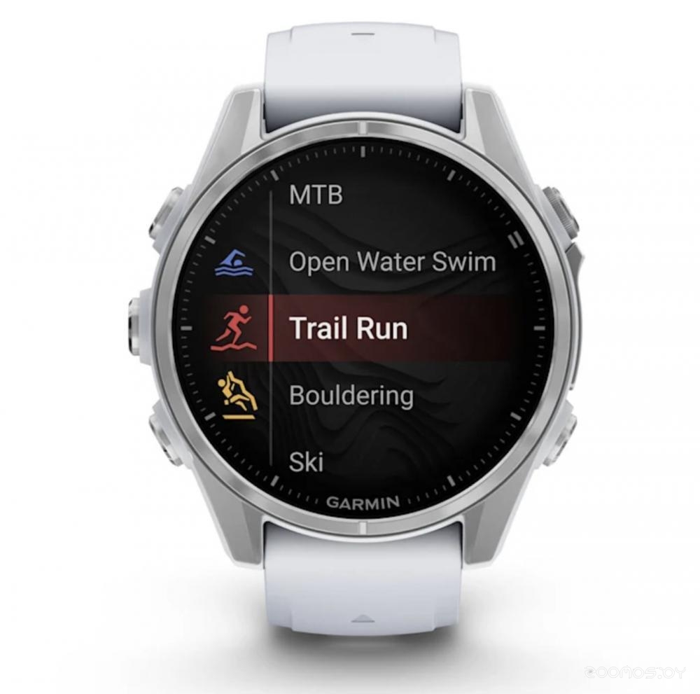 Умные часы Garmin Fenix 8 43мм (серебристый, белый ремешок) 
