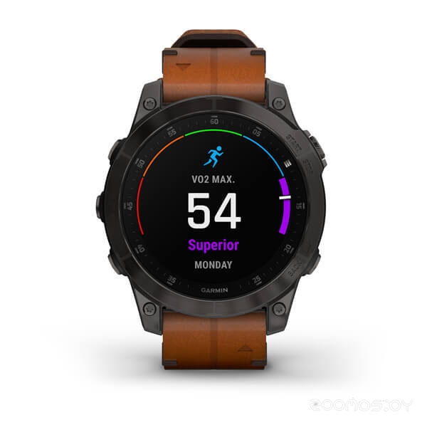 Умные часы Garmin Epix Sapphire Gen 2 (черный титан/каштановый кожа) 