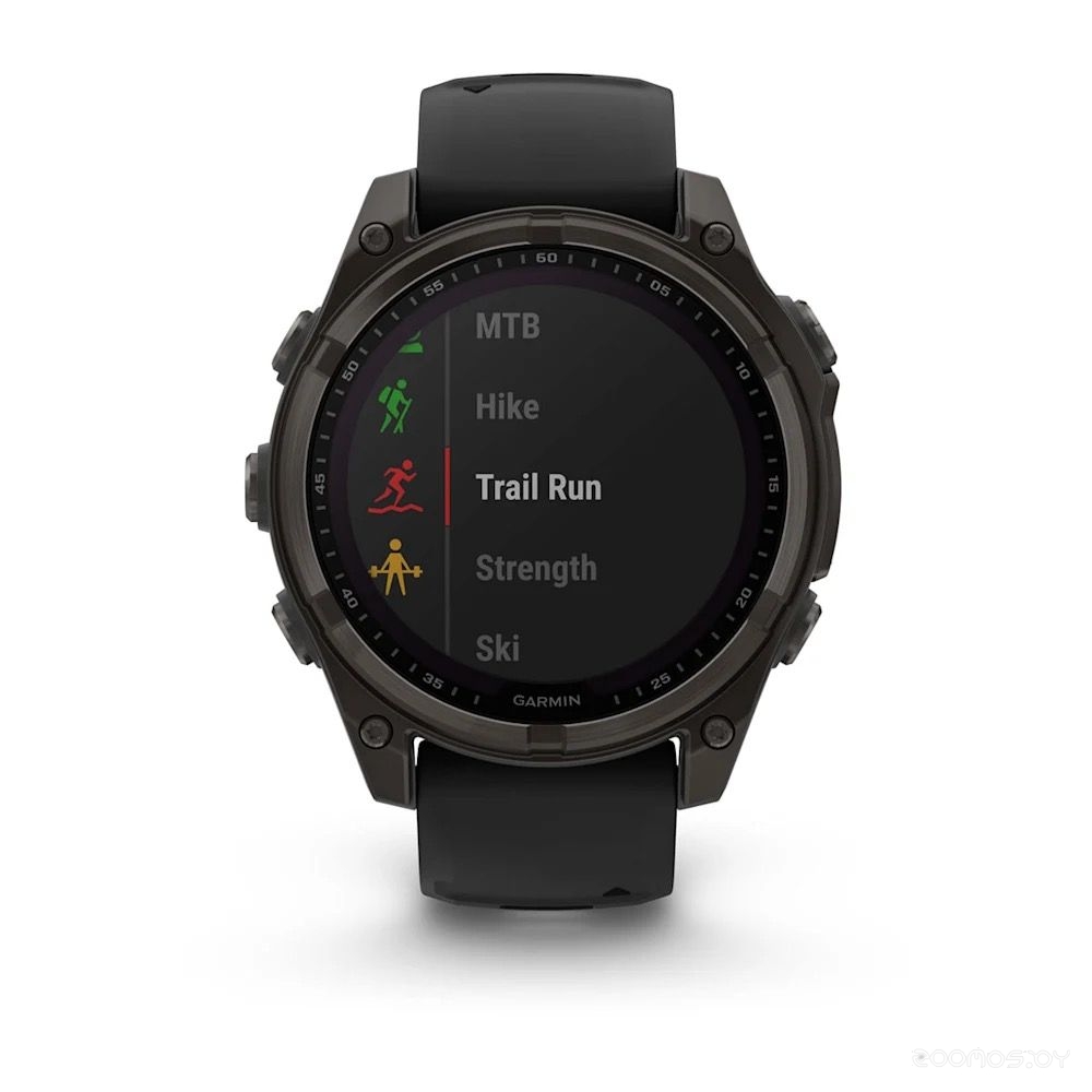 Умные часы Garmin Fenix 8 47мм (серый, черный силиконовый ремешок) 