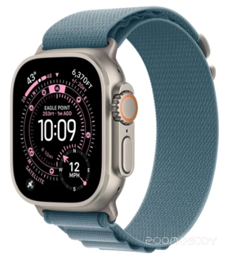 Умные часы Apple Watch Ultra 3 LTE 44 мм (титановый корпус природный/голубой текстильный ремешок размера) 