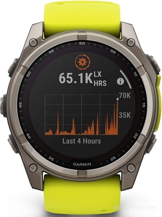 Умные часы Garmin Fenix 8 Solar, Sapphire 51мм (титановый, желтый силиконовый ремешок) 