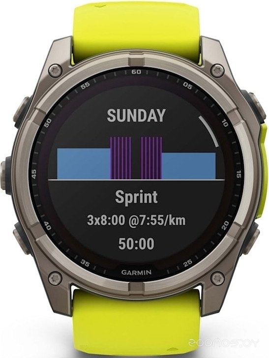 Умные часы Garmin Fenix 8 Solar, Sapphire 51мм (титановый, желтый силиконовый ремешок) 