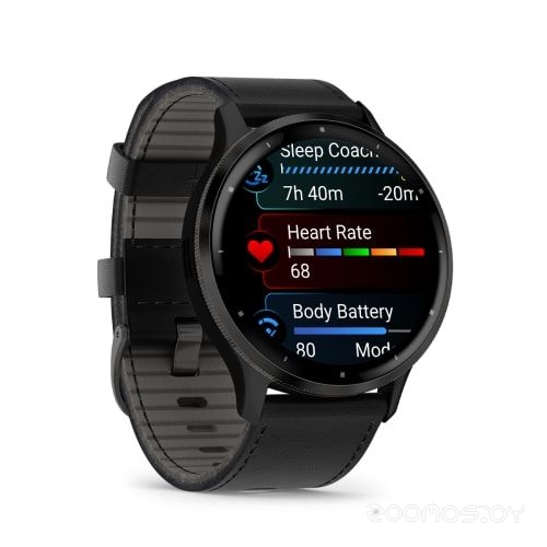 Умные часы Garmin Venu 3 (черный, с кожаным ремешком) 