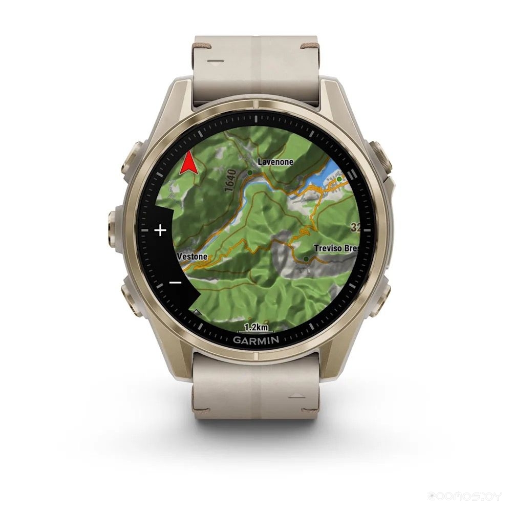 Умные часы Garmin Fenix 8 Sapphire 43мм (золотистый, дымчато-серый ремешок) 