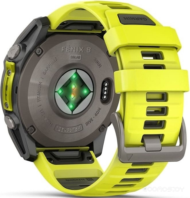 Умные часы Garmin Fenix 8 Solar, Sapphire 51мм (титановый, желтый силиконовый ремешок) 