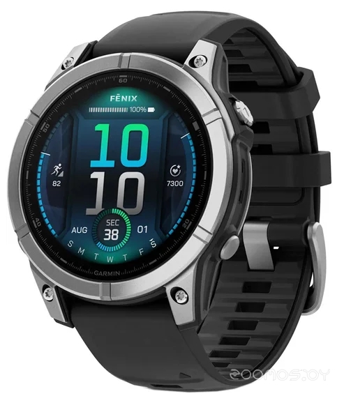 Умные часы Garmin Fenix E 47мм (нержавеющая сталь, черный силиконовый ремешок) 