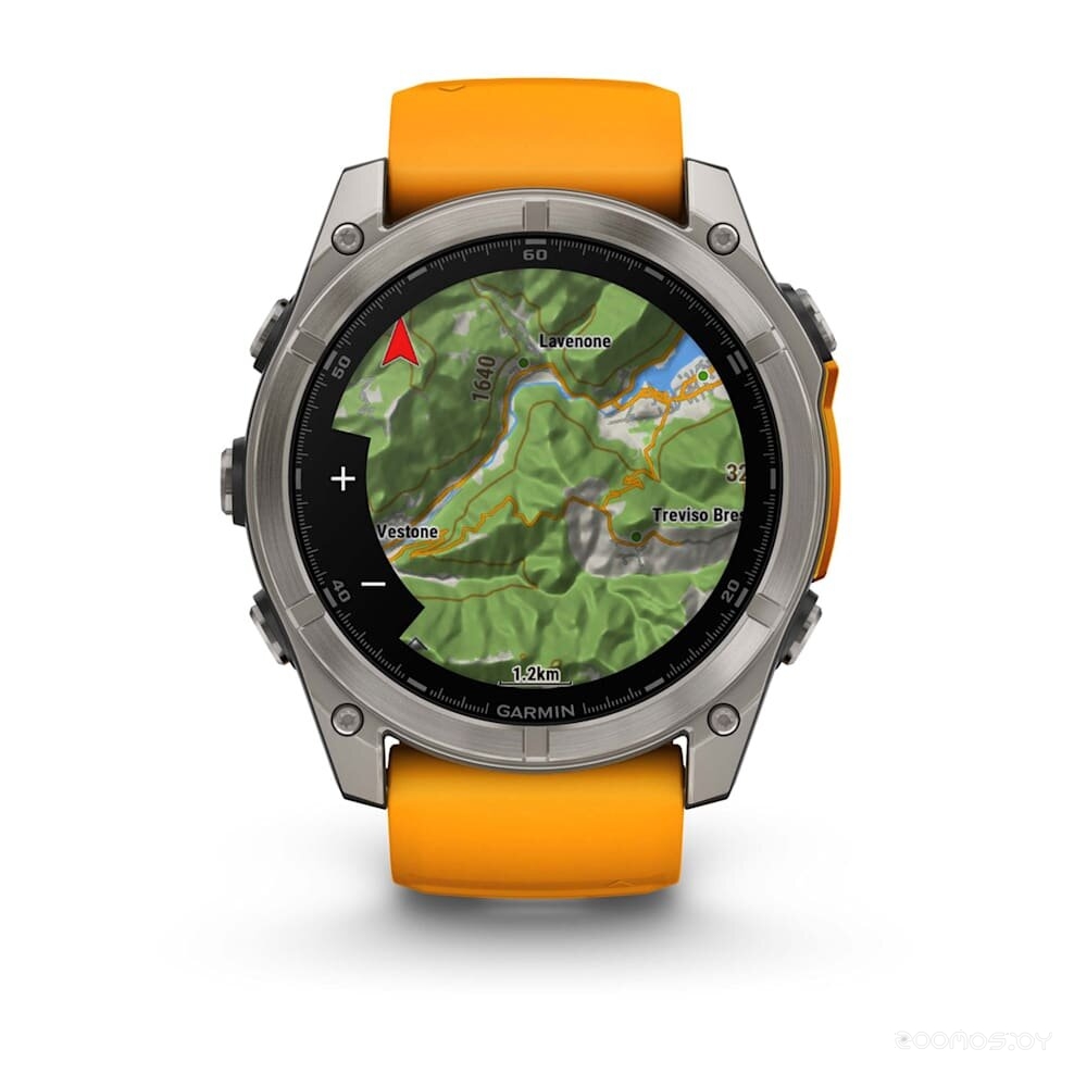 Умные часы Garmin Fenix 8 Sapphire 51мм (титановый, оранжевый силиконовый ремешок) 