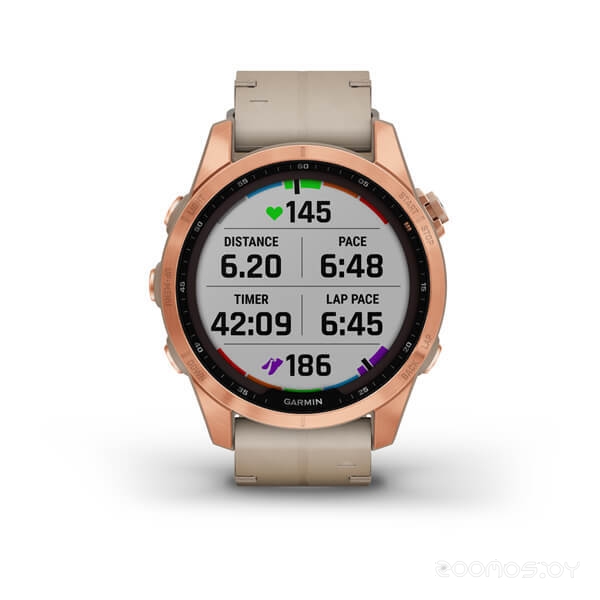 Умные часы Garmin Fenix 7S Solar (розовое золото/песочный) 