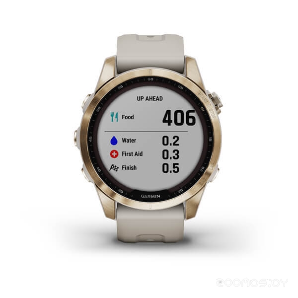 Умные часы Garmin Fenix 7S Sapphire Solar (кремово-золотой титан/песочный) 