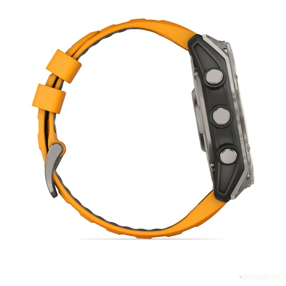 Умные часы Garmin Fenix 8 Sapphire 51мм (титановый, оранжевый силиконовый ремешок) 