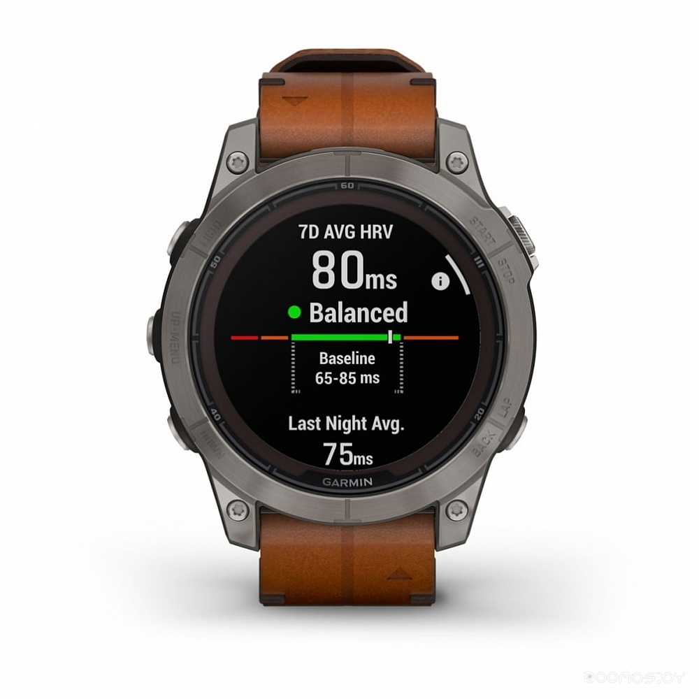 Умные часы Garmin Fenix 7 Pro Sapphire Solar (титан/каштановый, с кожаным и силиконовым ремешками) 