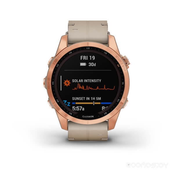 Умные часы Garmin Fenix 7S Solar (розовое золото/песочный) 