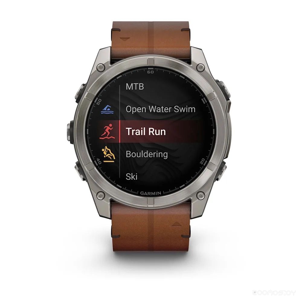 Умные часы Garmin Fenix 8 Sapphire 51мм (титановый, каштановый кожаный ремешок) 