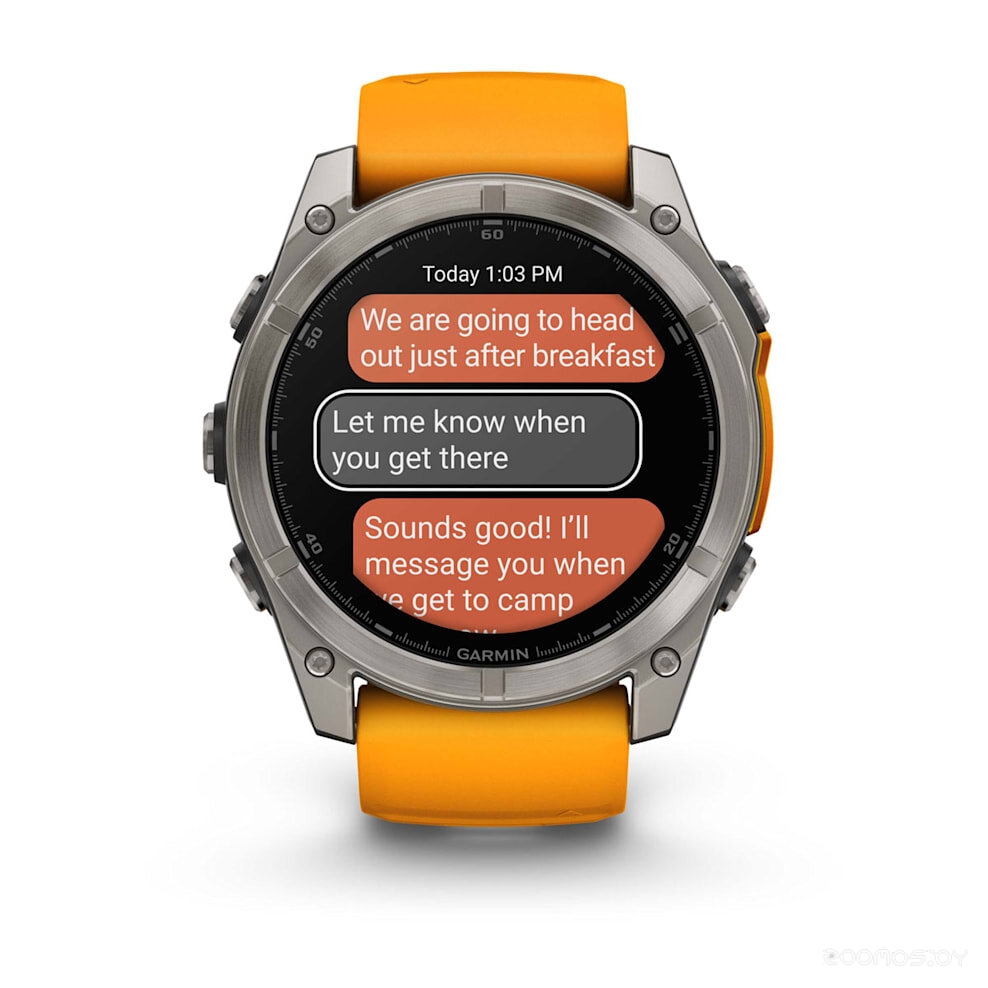 Умные часы Garmin Fenix 8 Sapphire 51мм (титановый, оранжевый силиконовый ремешок) 