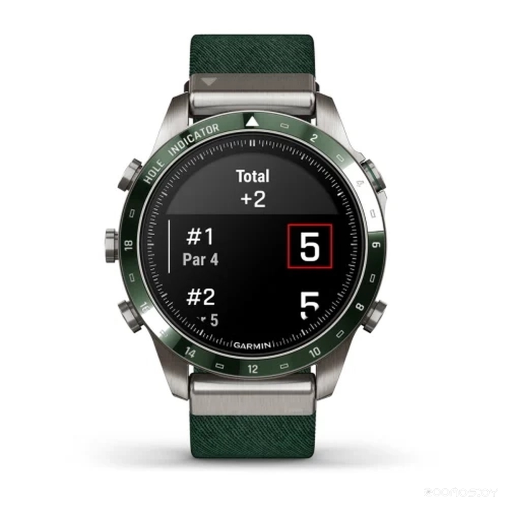 Умные часы Garmin MARQ Golfer Gen 2 (титановый/темно-зеленый, с темно-зеленым нейлоновым ремешком) 