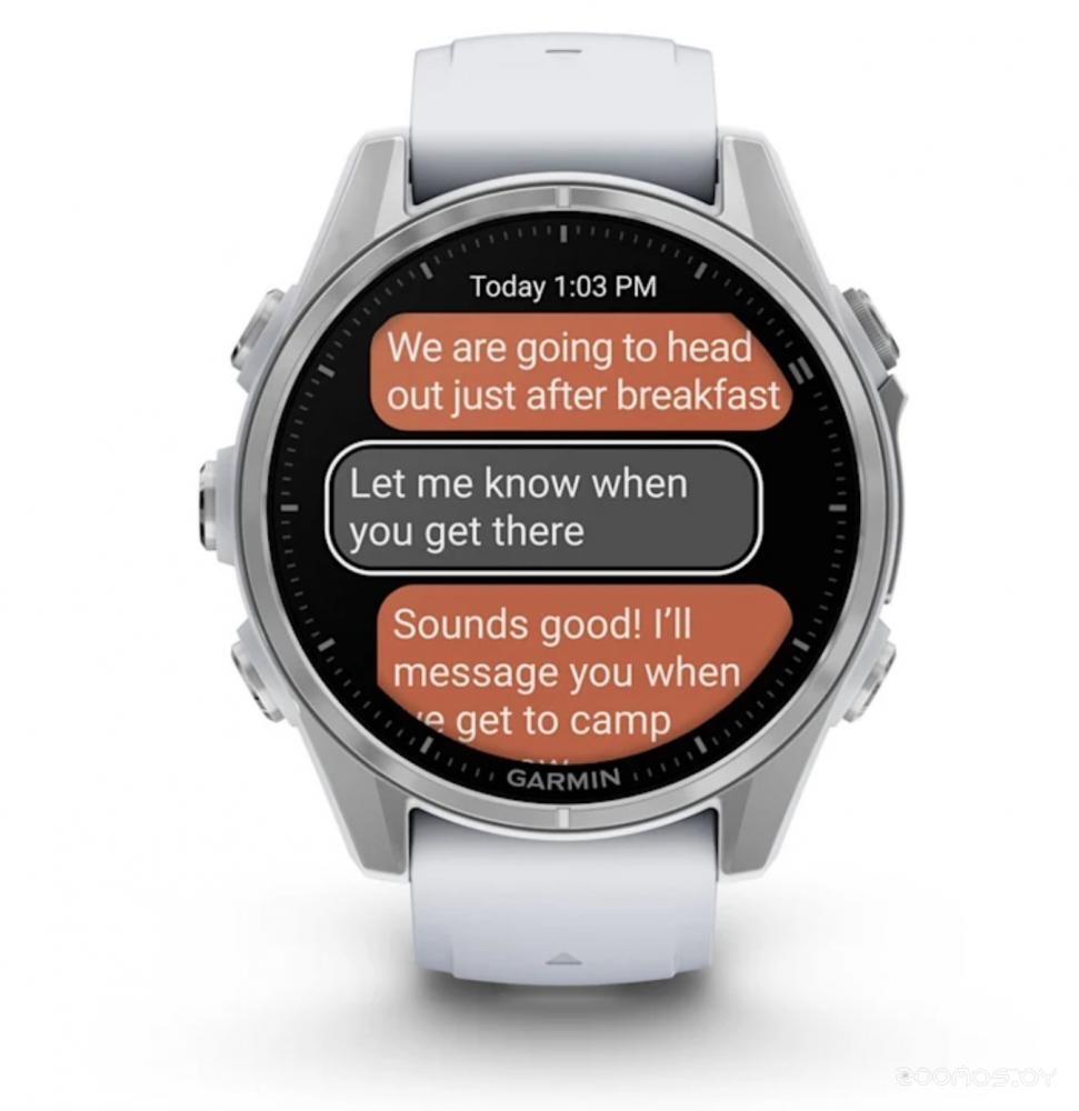 Умные часы Garmin Fenix 8 43мм (серебристый, белый ремешок) 