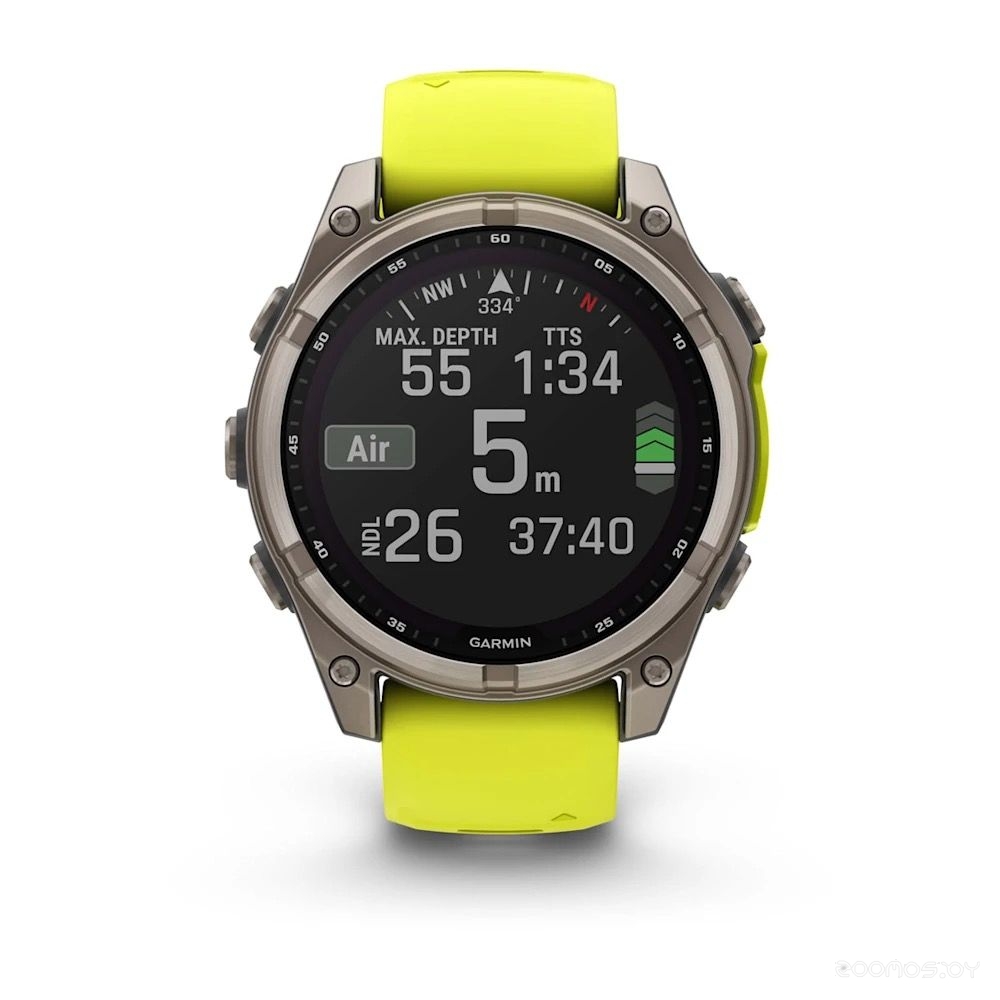 Умные часы Garmin Fenix 8 Solar, Sapphire 47мм (титановый серый с желтым ремешком) 