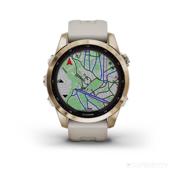 Умные часы Garmin Fenix 7S Sapphire Solar (кремово-золотой титан/песочный) 