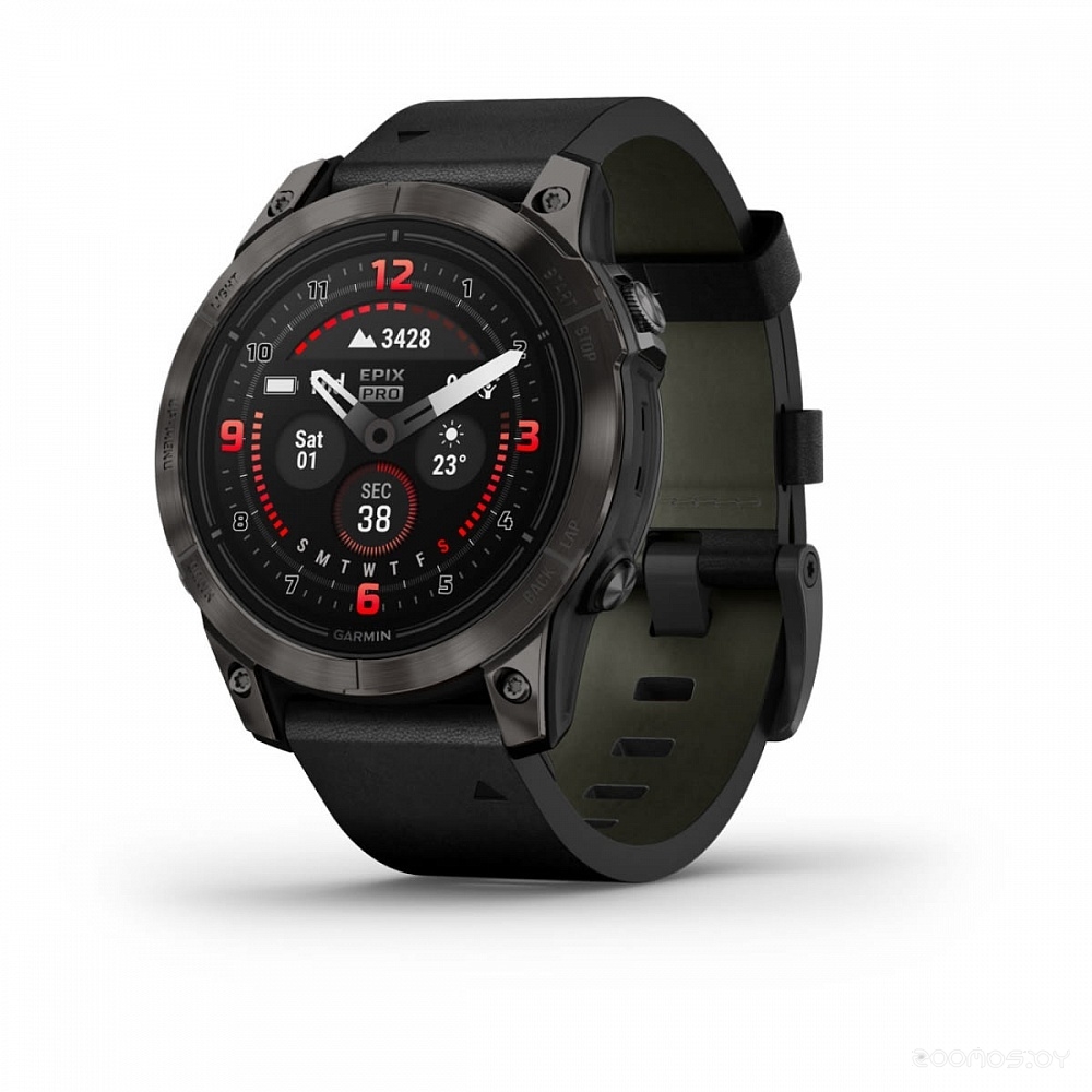 Умные часы Garmin Epix Pro Gen 2 Sapphire 47 мм (карбоново-серый титан/черный, с кожаным и силиконовым ремешками) 