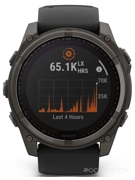 Умные часы Garmin Fenix 8 Solar, Sapphire 51мм (титановый угольно-серый с DLC-покрытием и черным ремешком) 