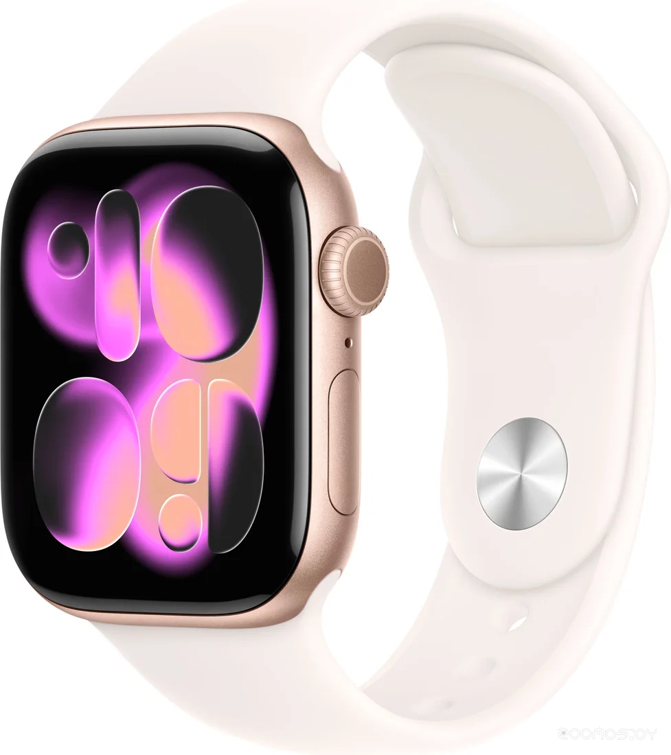 Умные часы Apple Watch Series 11 46 мм (алюминиевый корпус розовое золото/легкие румяна спортивный силиконовый ремешок) 