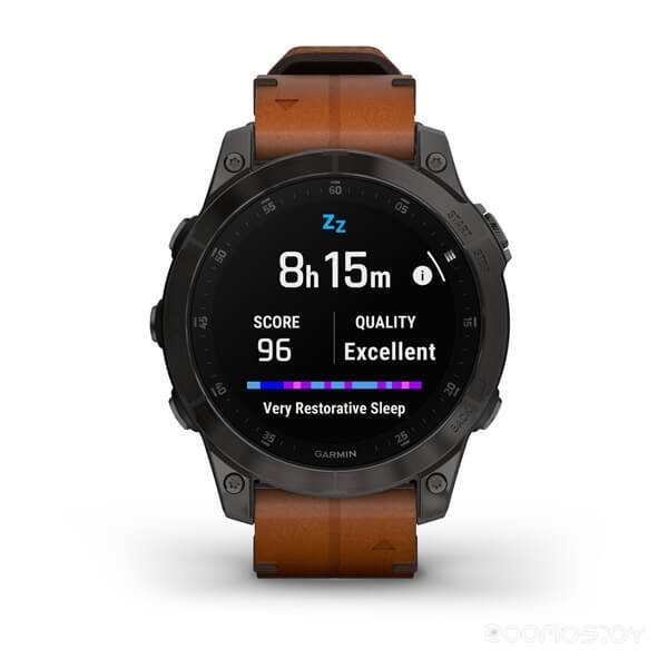 Умные часы Garmin Epix Sapphire Gen 2 (черный титан/каштановый кожа) 
