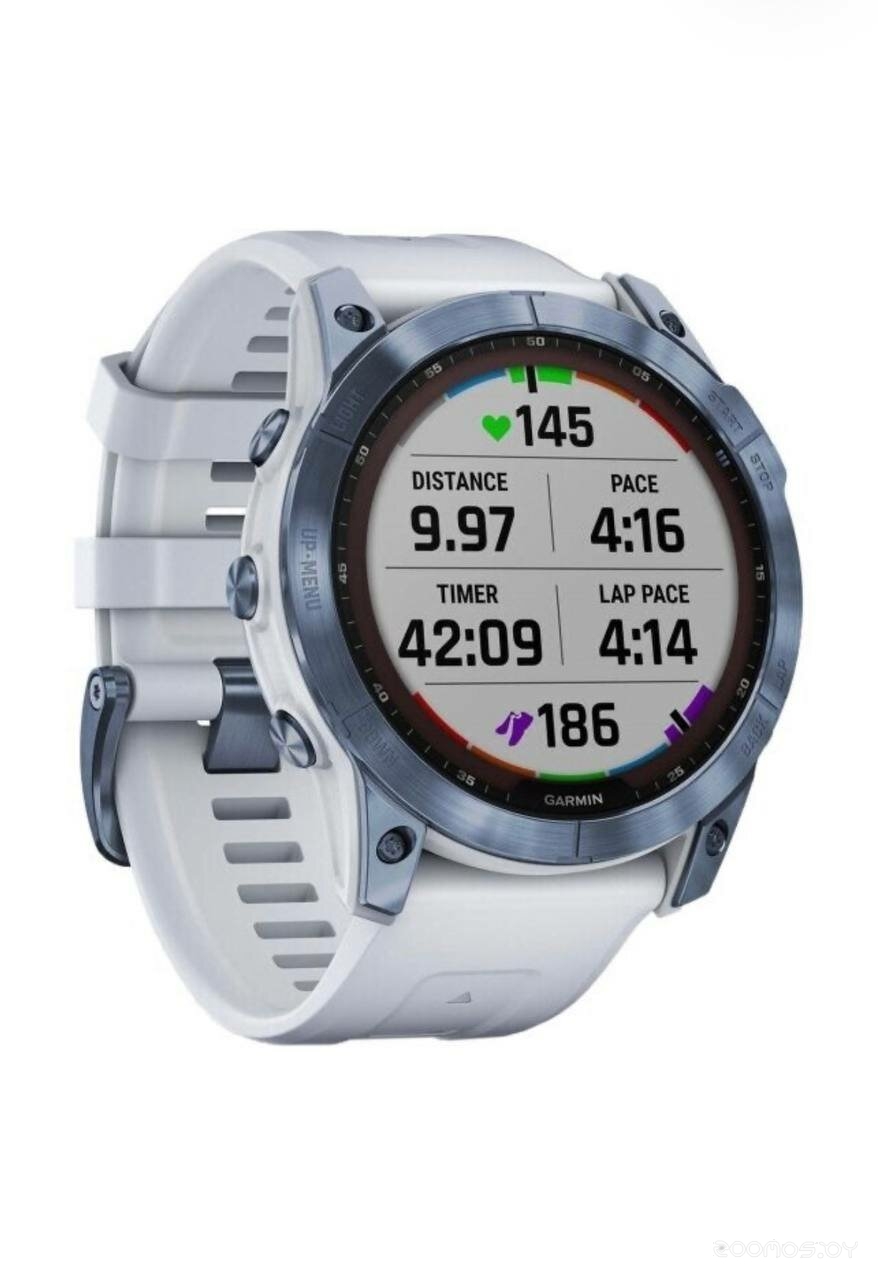 Умные часы Garmin Fenix 7X Sapphire Solar 51 мм (голубой минерал/белый камень) 