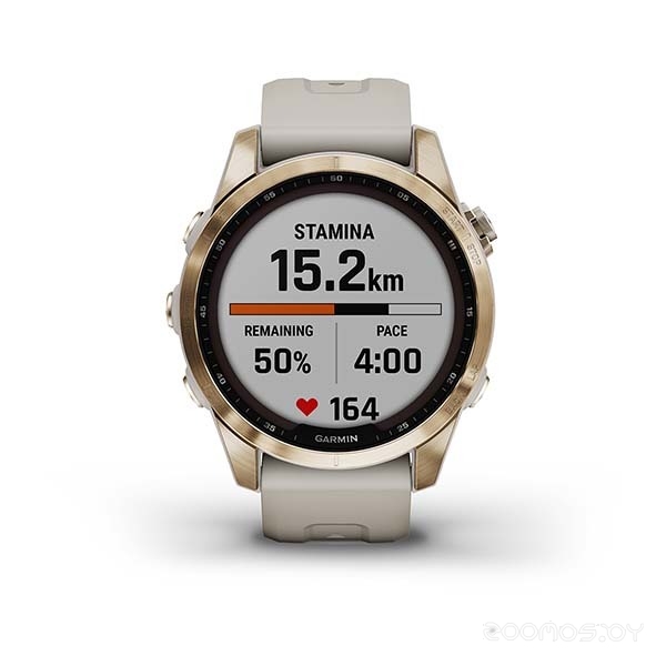 Умные часы Garmin Fenix 7S Sapphire Solar (кремово-золотой титан/песочный) 