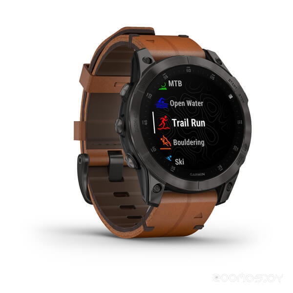 Умные часы Garmin Epix Sapphire Gen 2 (черный титан/каштановый кожа) 