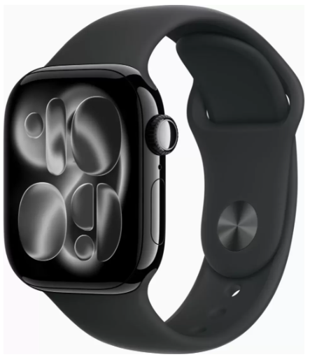 Умные часы Apple Watch Series 11 42 мм (алюминиевый корпус черный/черный спортивный силиконовый ремешок) 