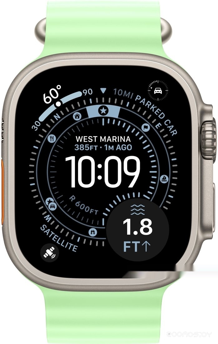 Умные часы Apple Watch Ultra 3 LTE 49 мм (титановый корпус природный/салатовый ремешок из эластомера) 